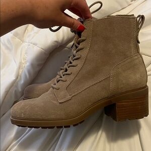 Lucky Brand Beige Lace Up Boots